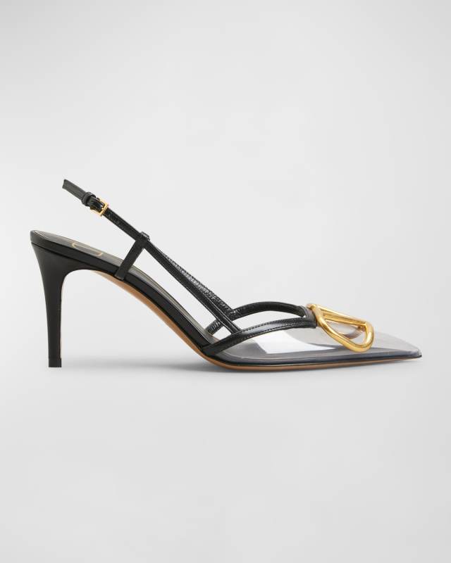 VLogo Clear Medallion Slingback Pumps